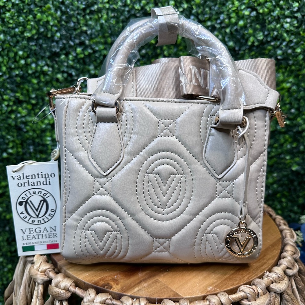Nwt‎ Valentino Orlandi light taupe Mini Bag with Quilted Design